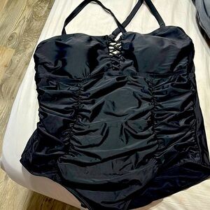 Black Ruched Swimsuit